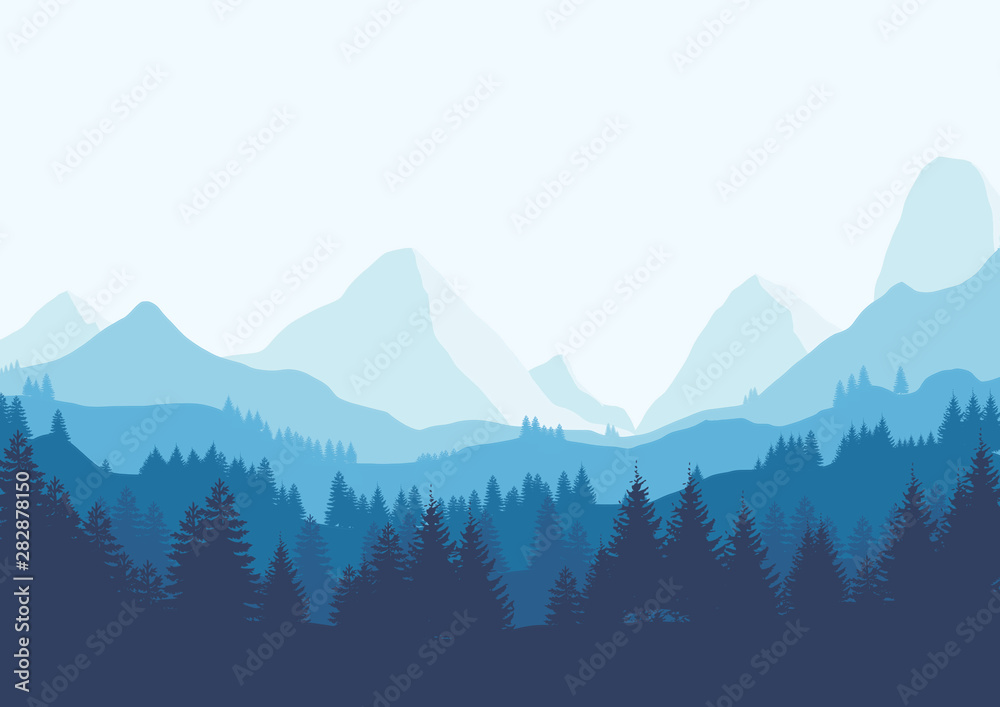 Obraz premium Blue flat landscape