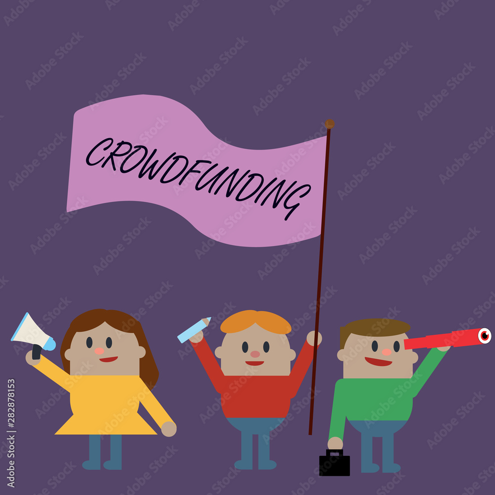 Word writing text Crowdfunding. Business concept for Funding a project by raising money from large number of showing. Word writing text Crowdfunding. Business concept for Funding a project by raising money from large number of showing.