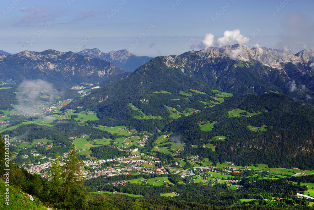 Aerial view of Berchtesgaden  resort in the Bavarian Alps, Germany, Europe
