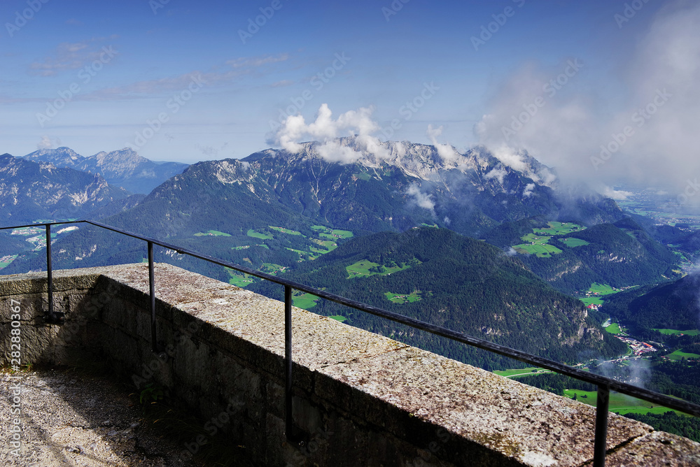 Eagle's Nest or Kehlsteinhaus hideout on the rock above Alpine landscape, Berchtesgadener Land, Bavaria, Germany