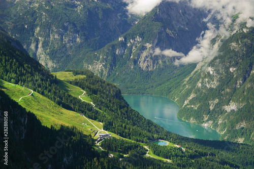 View of Konigsee lake in the Bavarian Alps  Germany  Europe