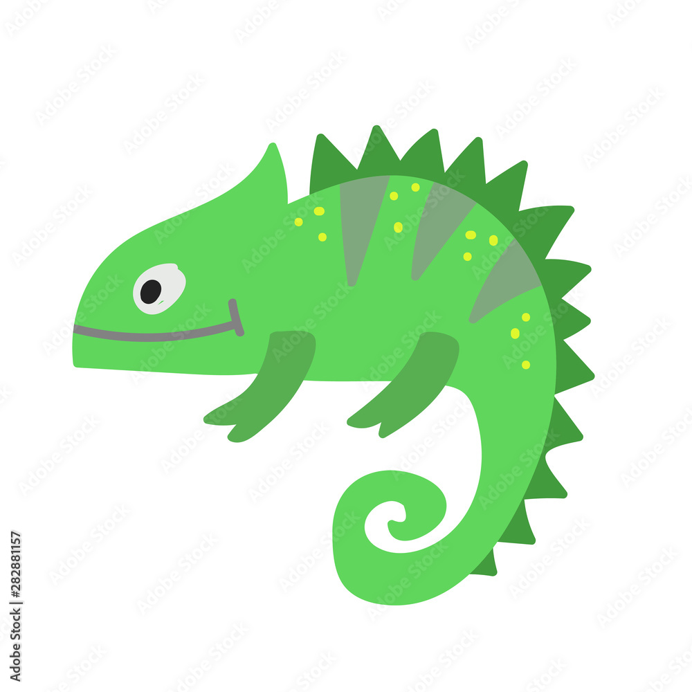 Fototapeta premium Vector cute African animal. Chameleon. Funny character for kids. Isolated element for stickers, cards, invites and posters