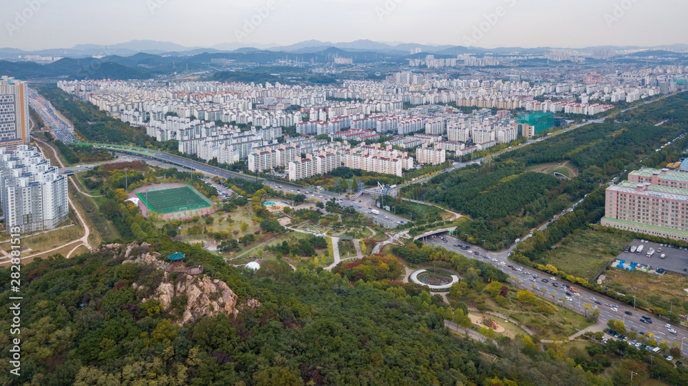 Aeria view of incheon industry park.South Korea.