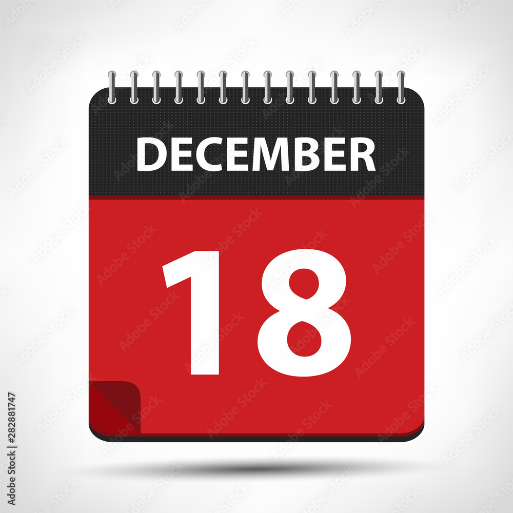 December 18 - Calendar Icon - Calendar design template December 18 - Calendar Icon - Calendar design template