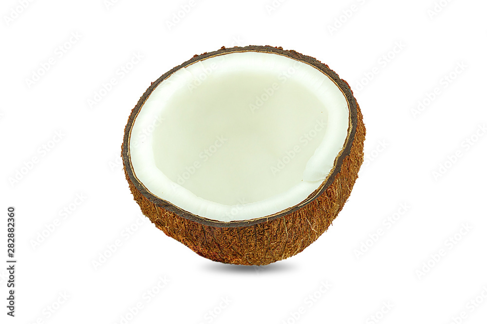 Coconut pieces isolated on a white background.Healthy Food, skin care concept. Coconut pieces isolated on a white background.Healthy Food, skin care concept.