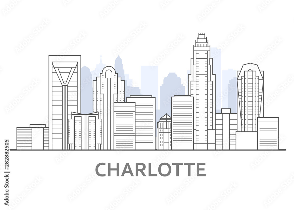 Charlotte skyline, North Carolina - panorama of Charlotte, downtown view