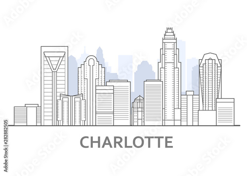 Charlotte skyline, North Carolina - panorama of Charlotte, downtown view