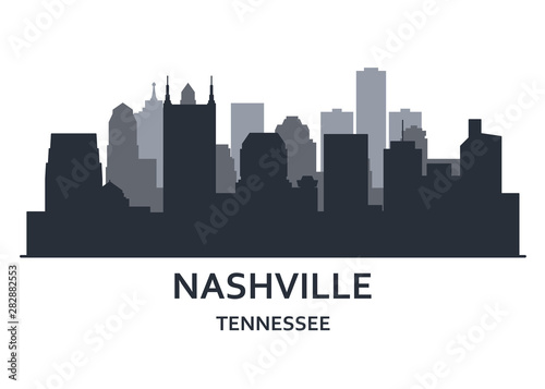 Silhouette of Nashville city, Tennessee -   cityscape of Nashville, skyline of downtown © Anna
