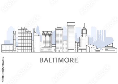 Baltimore skyline  Maryland - panorama of Baltimore  downtown outline view