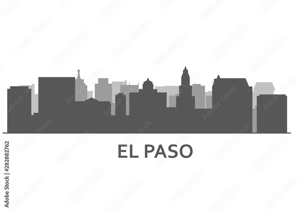 Silhouette of El paso skyline  - El paso panorama, city downtown outline