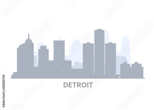 Silhouette of Detroit skyline - panorama of Detroit, city downtown outline