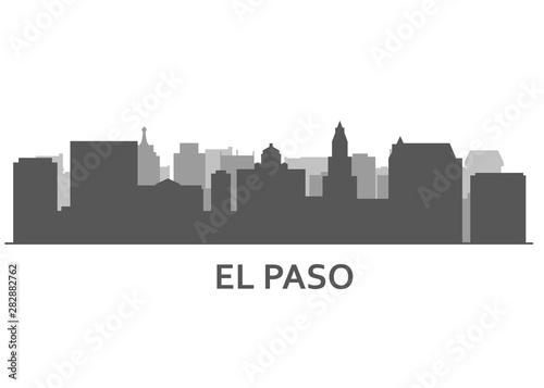 Silhouette of El paso skyline - El paso panorama, city downtown outline