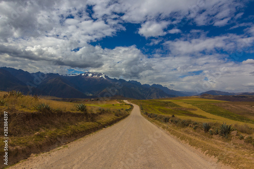 Dirt road in the Sacred Valley of the Incas, Peru.