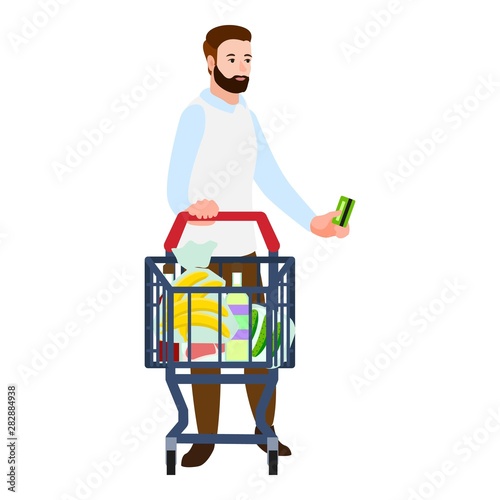 Buyer cash cart icon. Flat illustration of buyer cash cart vector icon for web design