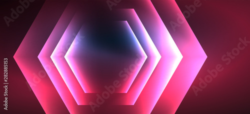 Neon shiny color lines background. Abstract colorful web template Geometric modern technology concept.