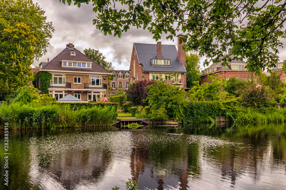 Typical Dutch village by the lake