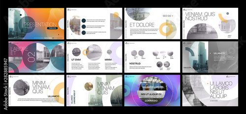 Covers templates set with graphic geometric elements. Applicable for flyer, cover annual report, placards, brochures, posters, banners. Vector illustrations.