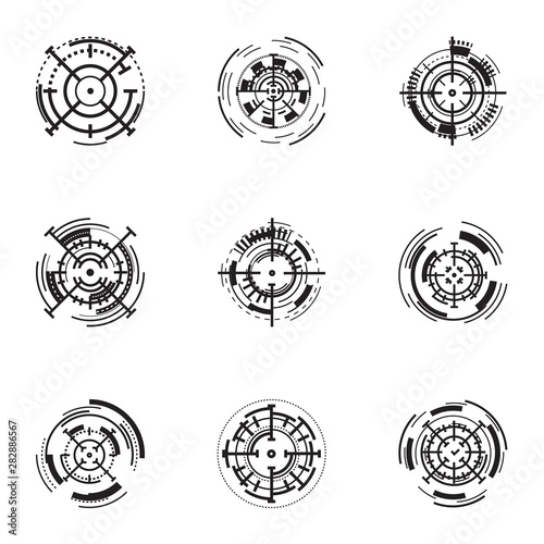 Crosshair icon set. Simple set of 9 crosshair vector icons for web design isolated on white background