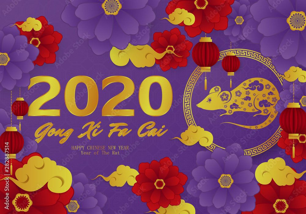 Happy New Year 2020 (Gong Xi Fa Cai) New Year Greeting Card Design - Year of the Rat Happy New Year 2020 (Gong Xi Fa Cai) New Year Greeting Card Design - Year of the Rat