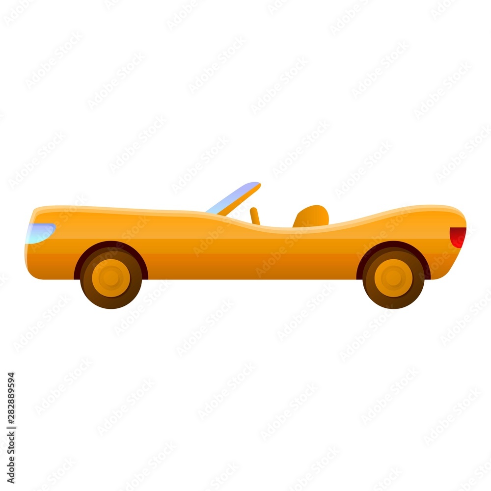 Yellow luxury cabriolet icon. Cartoon of yellow luxury cabriolet vector icon for web design isolated on white background Yellow luxury cabriolet icon. Cartoon of yellow luxury cabriolet vector icon for web design isolated on white background