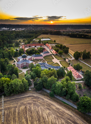 Veltrusy Mansion is a baroque château in Veltrusy, Bohemia, located in the Mělník District of the Czech Republic. The mansion is situated near the banks of the Vltava River,about 25 km north of Prague