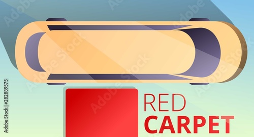 Red carpet limousine concept banner. Cartoon illustration of red carpet limousine vector concept banner for web design