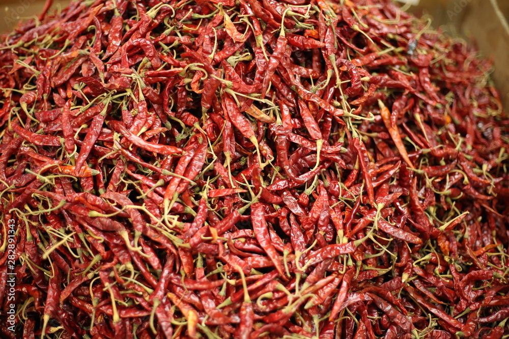 Naklejka premium chili pepper on market
