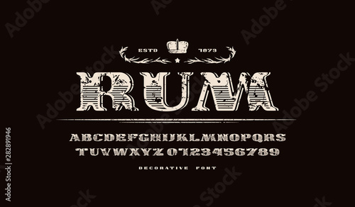 Decorative extended serif font in retro style