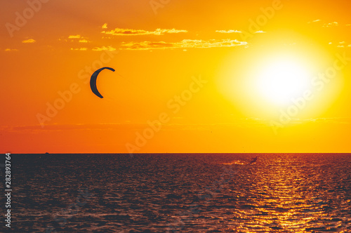 Kite Surfing at Sunset on Asov Sea © Aleksandr Bashmakov