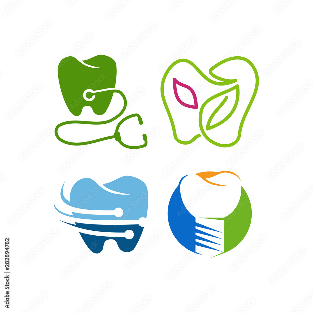 Dental Clinic Logo Tooth abstract design vector template Set