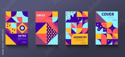 Vintage retro bauhaus design vector covers set