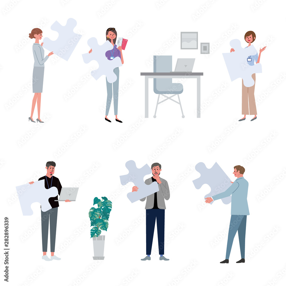 Fototapeta パズルをもつ人々 イラスト チームワーク Naklejamy Com
