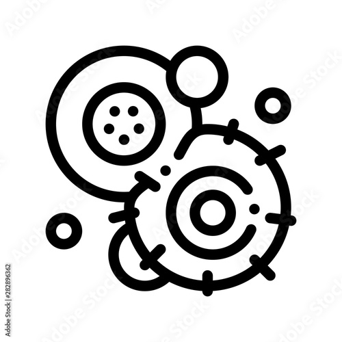 Cancerous Stem Cell Pathogen Element Vector Icon Thin Line Sign. Pathogen Bacteria Attack Linear Pictogram. Chemical Microbe Type Infection Microorganism Contour Monochrome Illustration