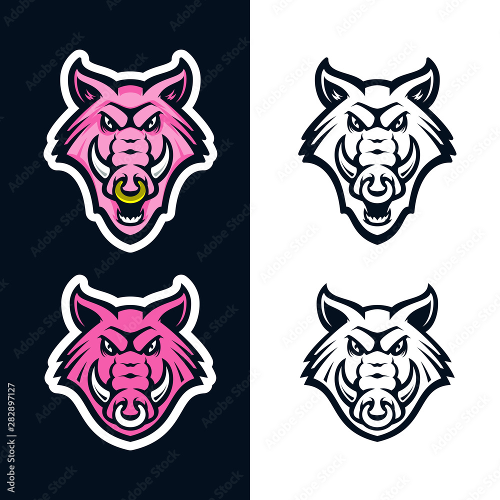 Fototapeta premium Wild hog head mascot