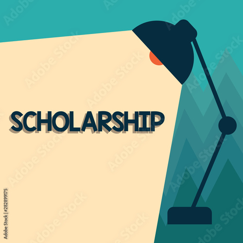 Conceptual hand writing showing Scholarship. Business photo showcasing Grant or Payment made to support education Academic Study. photo
