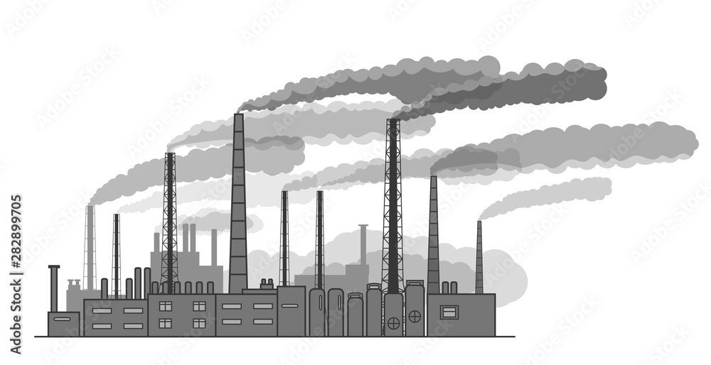 Fototapeta premium drawing silhouette of industrial factory
