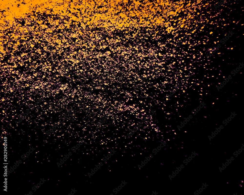 Beautiful gold glitter texture on the black background and golden glitter sparkle confetti gold grainy abstract texture on a black background and wallpaper