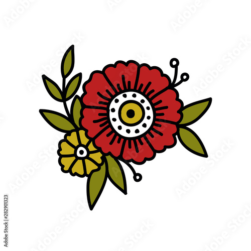 flower doodle traditional tattoo illustration