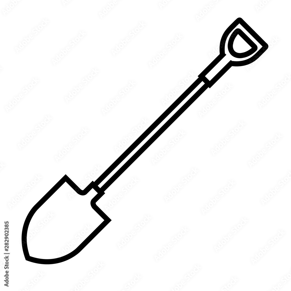 Shovel line icon, logo isolated on white background Shovel line icon, logo isolated on white background