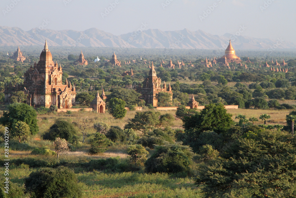 Temples catch the evening light in Bagan, Burma (Myanmar) on Tuesday 3 January 2012
