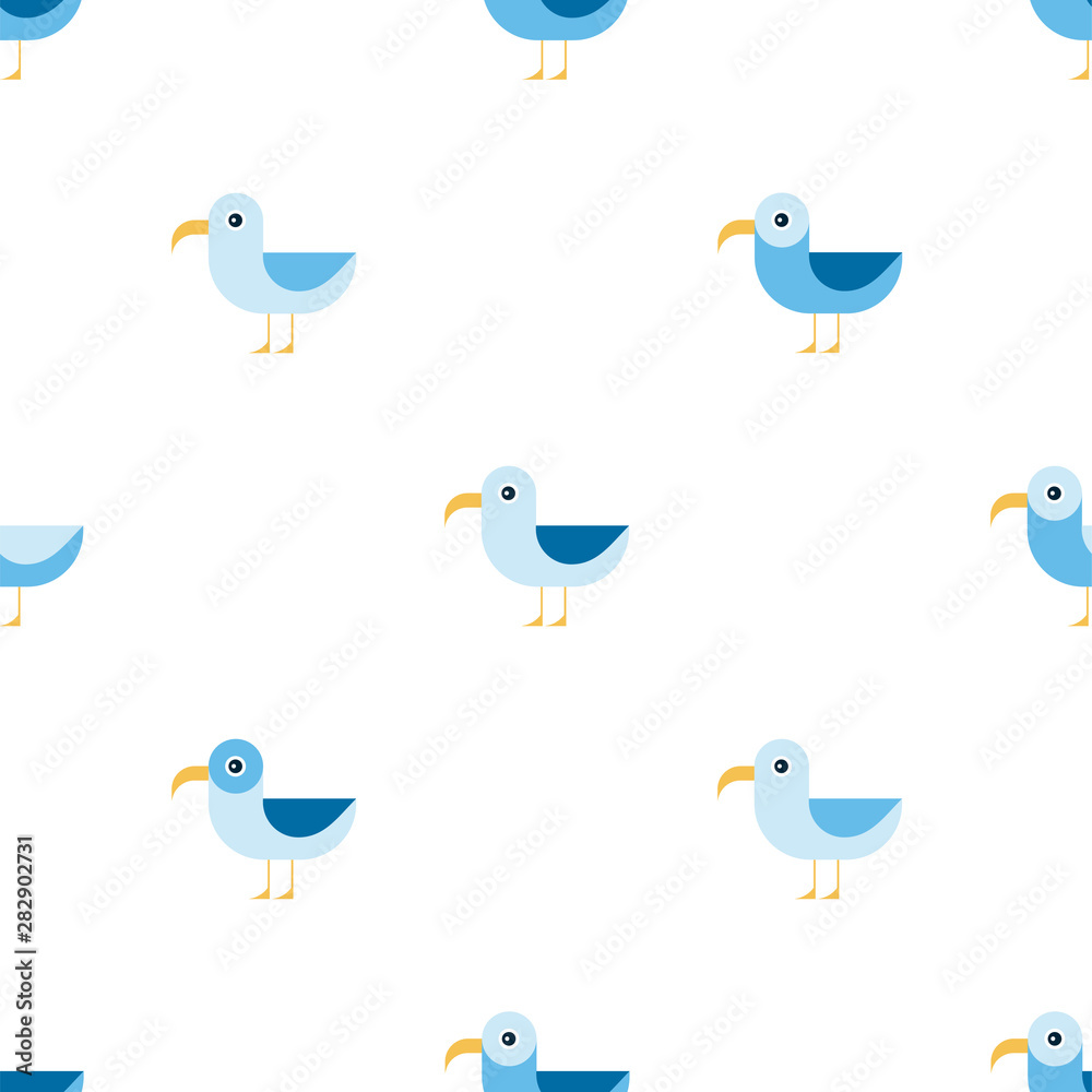 Fototapeta premium Cute birds. Seamless pattern with cartoon albatross. Vector wallpaper.