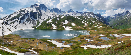 Scenic Alps and Verney Lake on The Little St Bernard Pass, Italy