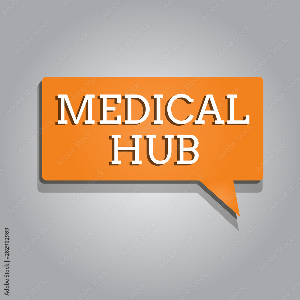 Conceptual hand writing showing Medical Hub. Business photo text Common connection point for medical devices in a network. Conceptual hand writing showing Medical Hub. Business photo text Common connection point for medical devices in a network.