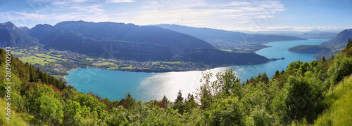 View of the Annecy lake from Col du Forclaz