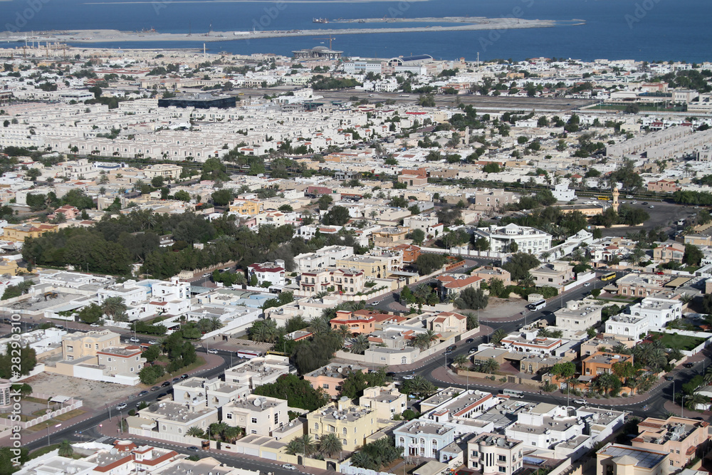 View across low-level urban development in Dubai, UAE