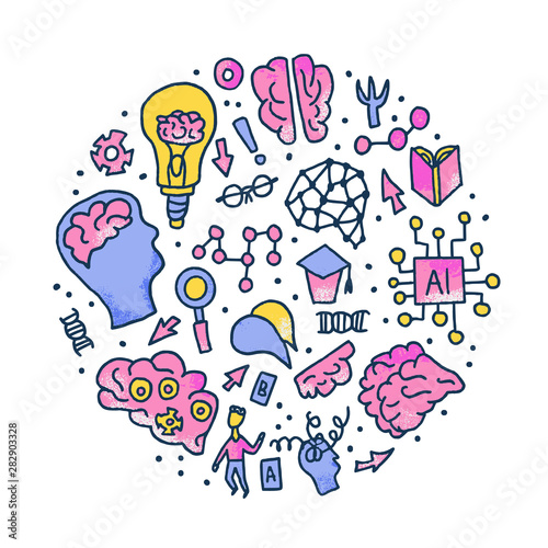 Cognitive science concept. Set of vector elements.