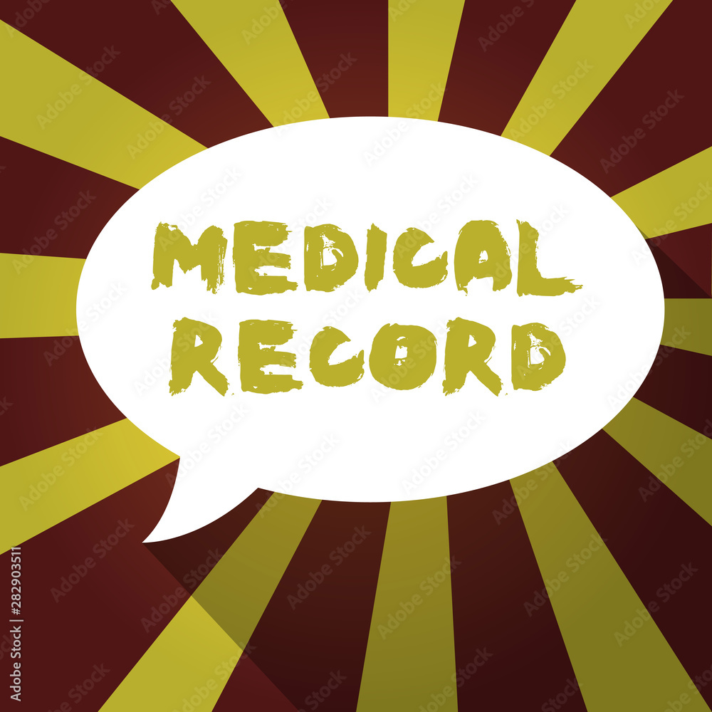 Text sign showing Medical Record. Conceptual photo In order written information about a demonstrating s is health. Text sign showing Medical Record. Conceptual photo In order written information about a demonstrating s is health.
