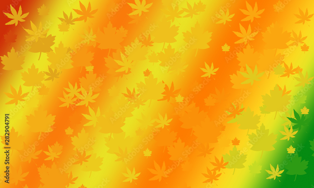 Colorful gradient background with leaves. Stylish design