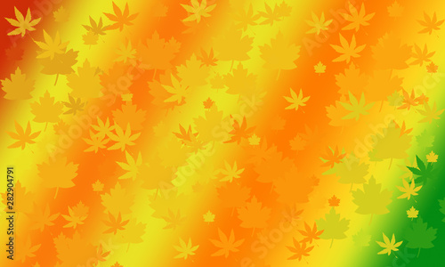 Colorful gradient background with leaves. Stylish design