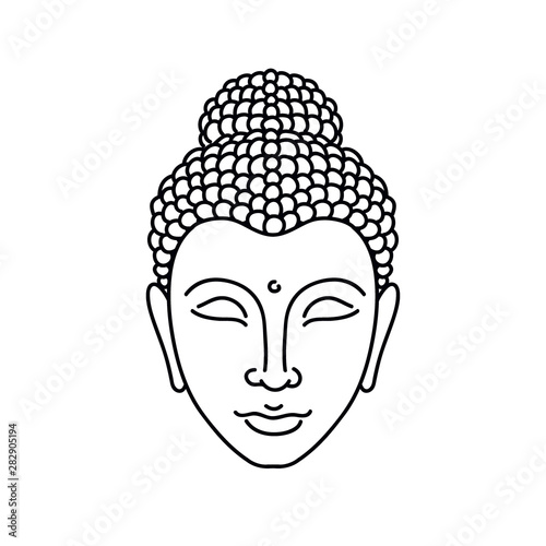 Buddha doodle icon, vector illustration